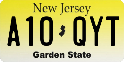 NJ license plate A10QYT