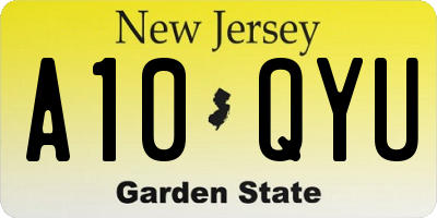 NJ license plate A10QYU