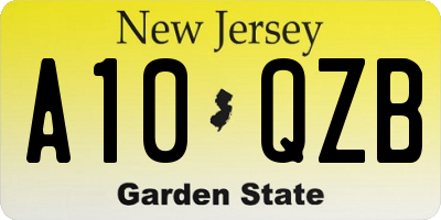 NJ license plate A10QZB