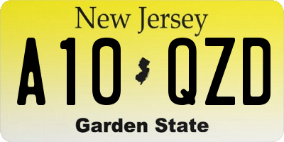 NJ license plate A10QZD