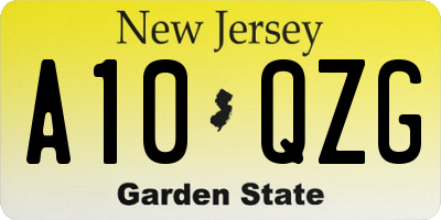 NJ license plate A10QZG