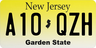 NJ license plate A10QZH