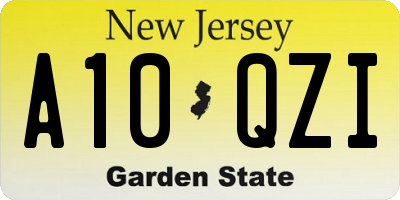 NJ license plate A10QZI