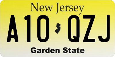 NJ license plate A10QZJ