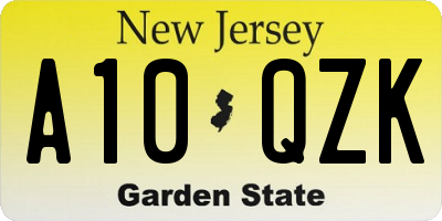 NJ license plate A10QZK