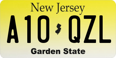 NJ license plate A10QZL