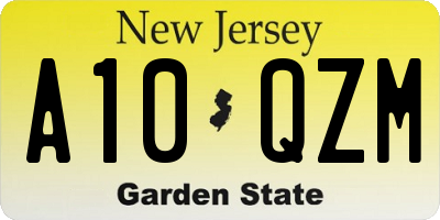 NJ license plate A10QZM