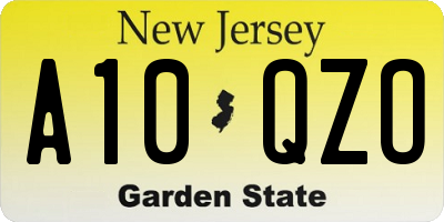 NJ license plate A10QZO