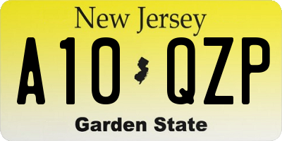 NJ license plate A10QZP