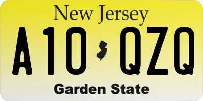 NJ license plate A10QZQ