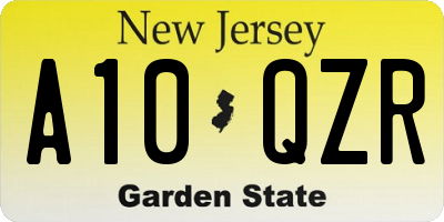 NJ license plate A10QZR