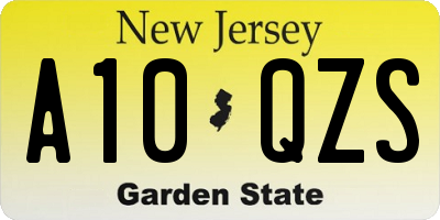 NJ license plate A10QZS