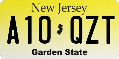 NJ license plate A10QZT