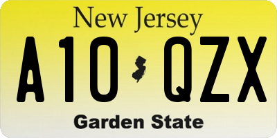 NJ license plate A10QZX