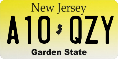 NJ license plate A10QZY