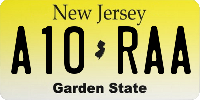 NJ license plate A10RAA