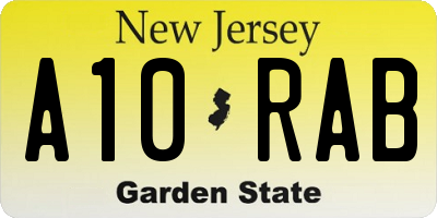NJ license plate A10RAB