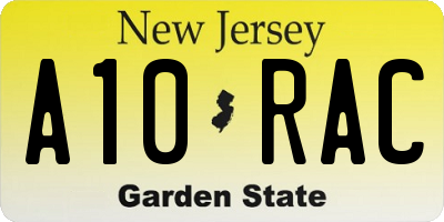 NJ license plate A10RAC