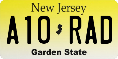 NJ license plate A10RAD