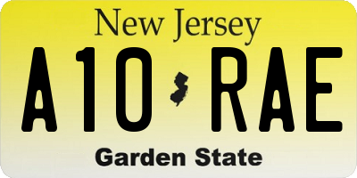 NJ license plate A10RAE