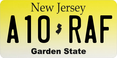 NJ license plate A10RAF