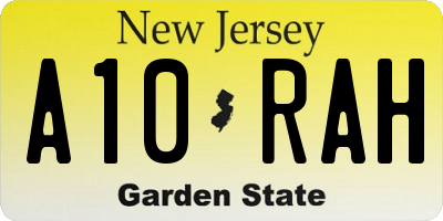 NJ license plate A10RAH