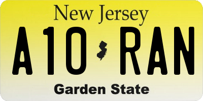 NJ license plate A10RAN