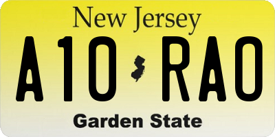 NJ license plate A10RAO