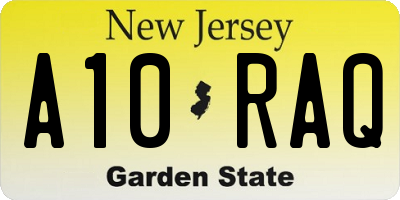 NJ license plate A10RAQ