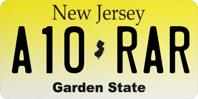 NJ license plate A10RAR