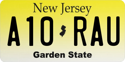 NJ license plate A10RAU