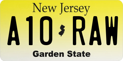 NJ license plate A10RAW