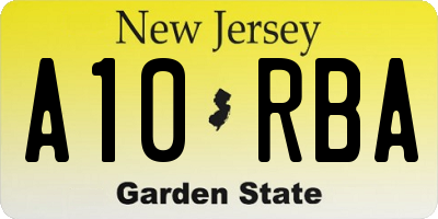 NJ license plate A10RBA