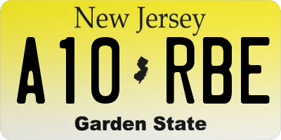 NJ license plate A10RBE