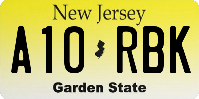 NJ license plate A10RBK