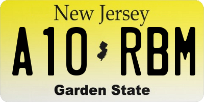 NJ license plate A10RBM