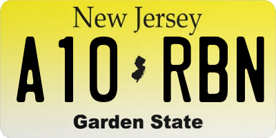 NJ license plate A10RBN