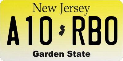 NJ license plate A10RBO