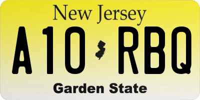 NJ license plate A10RBQ