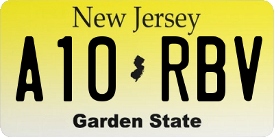 NJ license plate A10RBV