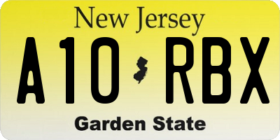 NJ license plate A10RBX