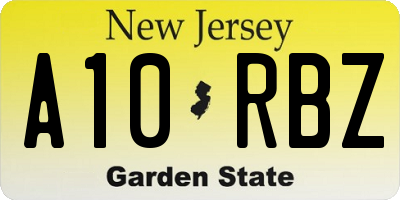 NJ license plate A10RBZ