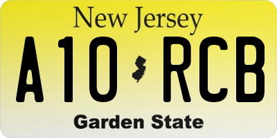 NJ license plate A10RCB