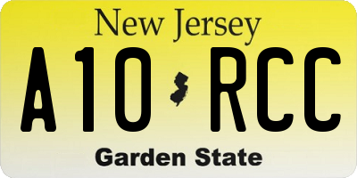 NJ license plate A10RCC