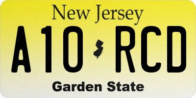 NJ license plate A10RCD