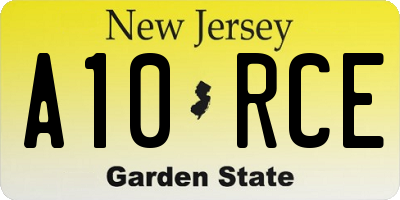 NJ license plate A10RCE