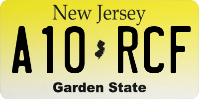 NJ license plate A10RCF