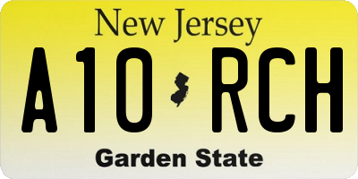 NJ license plate A10RCH