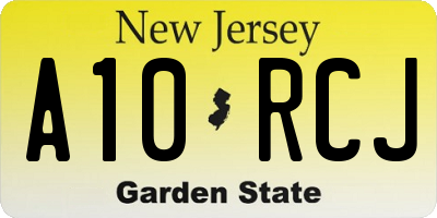 NJ license plate A10RCJ