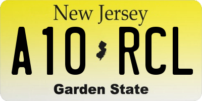 NJ license plate A10RCL